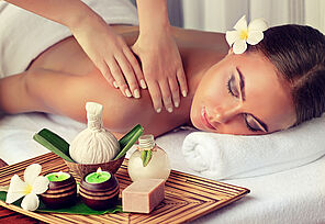Body care. Spa body massage treatment. Woman having massage in the spa salon