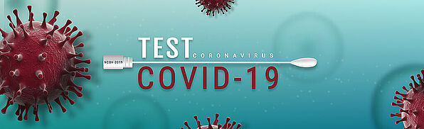 Coronavirus Covid-19 Test banner illustration - Microbiology And Virology Concept